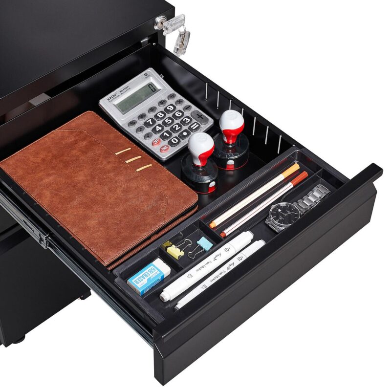 Maocao Hoom Black 3 -Drawer 15.35-in File Cabinet - Image 14
