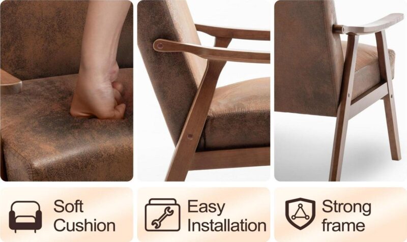 Maocao Hoom Midcentury Brown Accent Chair - Image 8