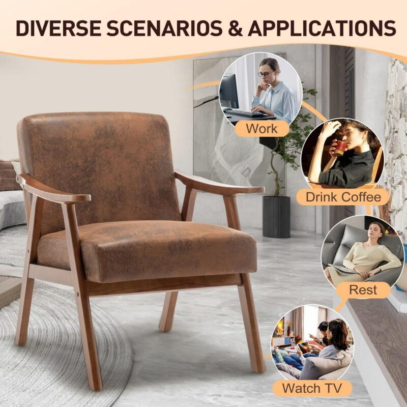Maocao Hoom Midcentury Brown Accent Chair - Image 6