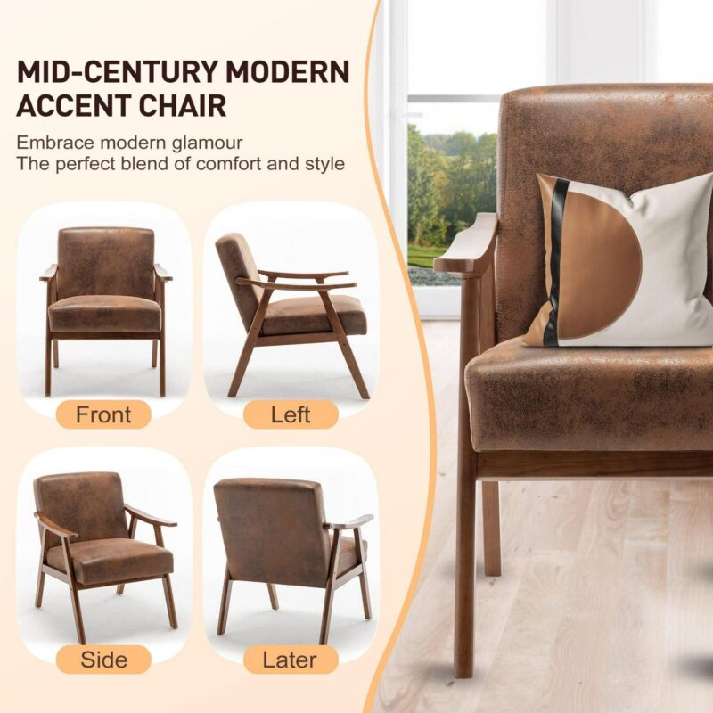 Maocao Hoom Midcentury Brown Accent Chair - Image 9