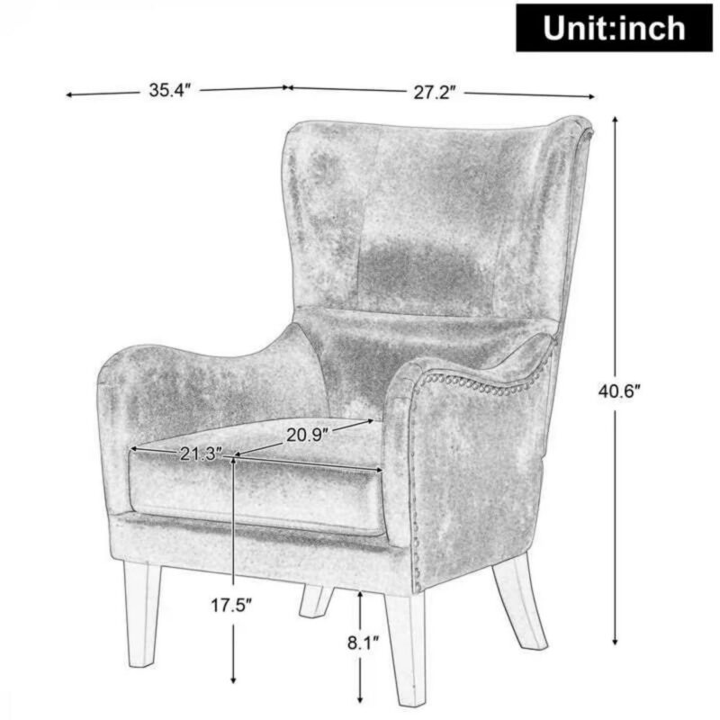 Maocao Hoom Modern Brown Wingback Chair - Image 4