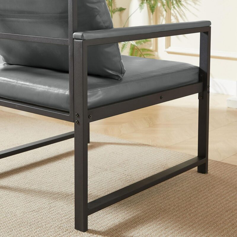 Maocao Hoom Modern Gray Faux leather Accent Chair - Image 10