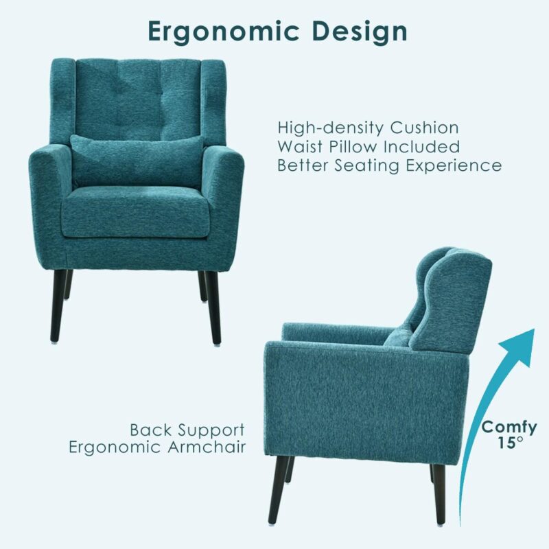 Maocao Hoom Modern Teal Chenille Accent Chair - Image 7