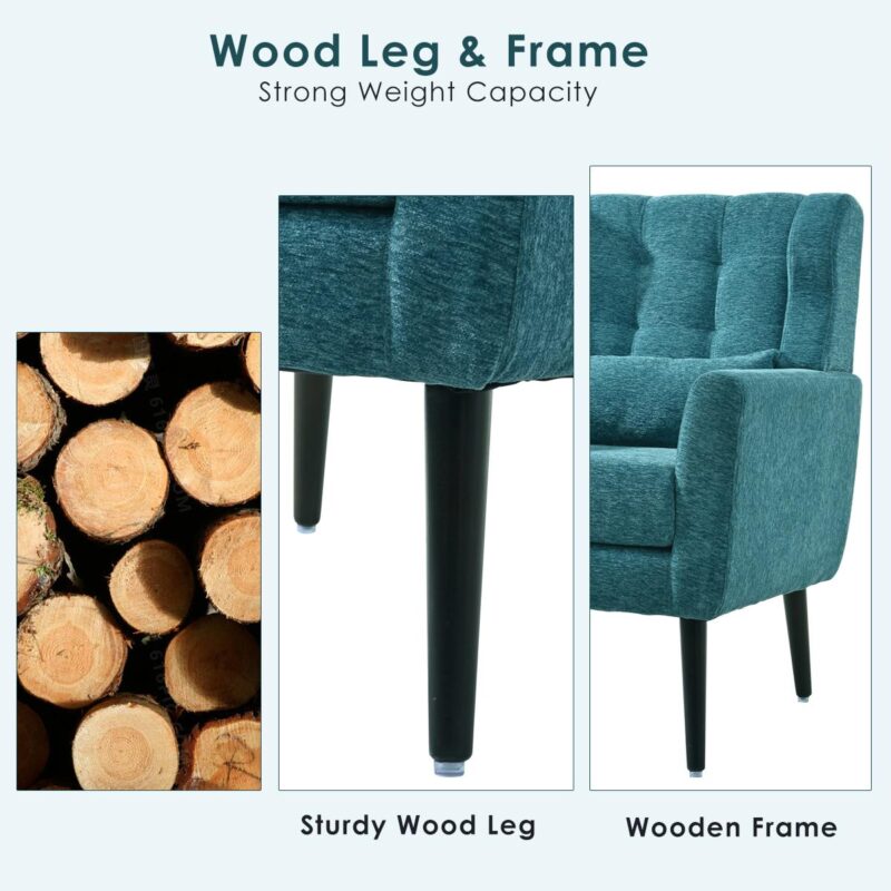 Maocao Hoom Modern Teal Chenille Accent Chair - Image 5