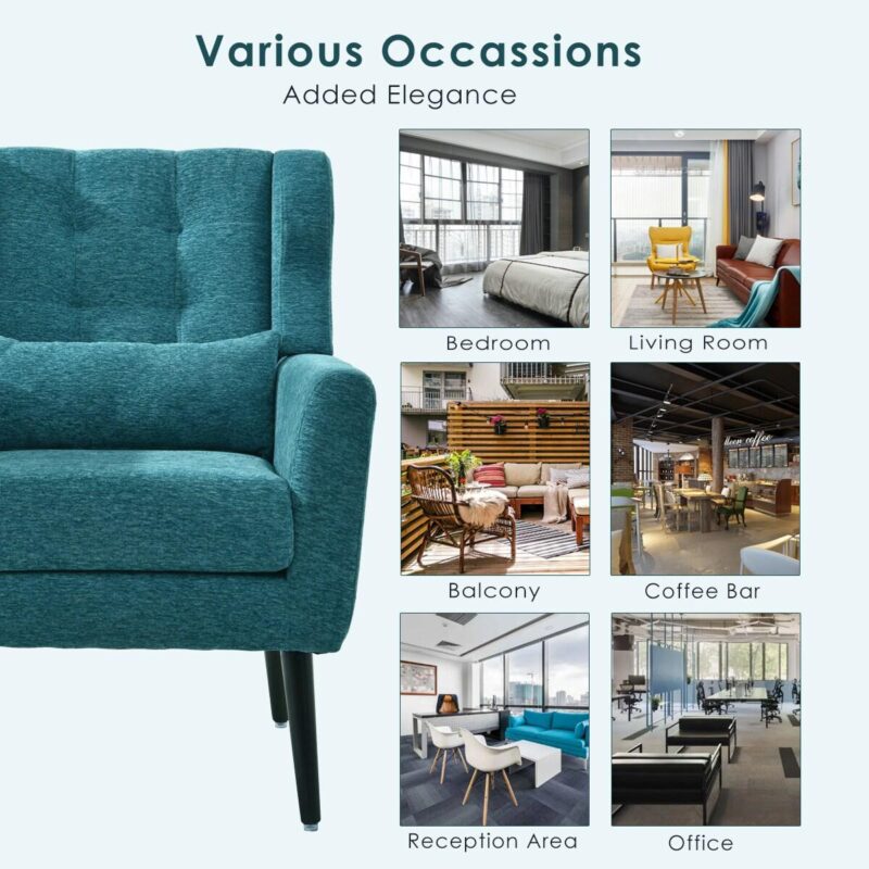 Maocao Hoom Modern Teal Chenille Accent Chair - Image 6