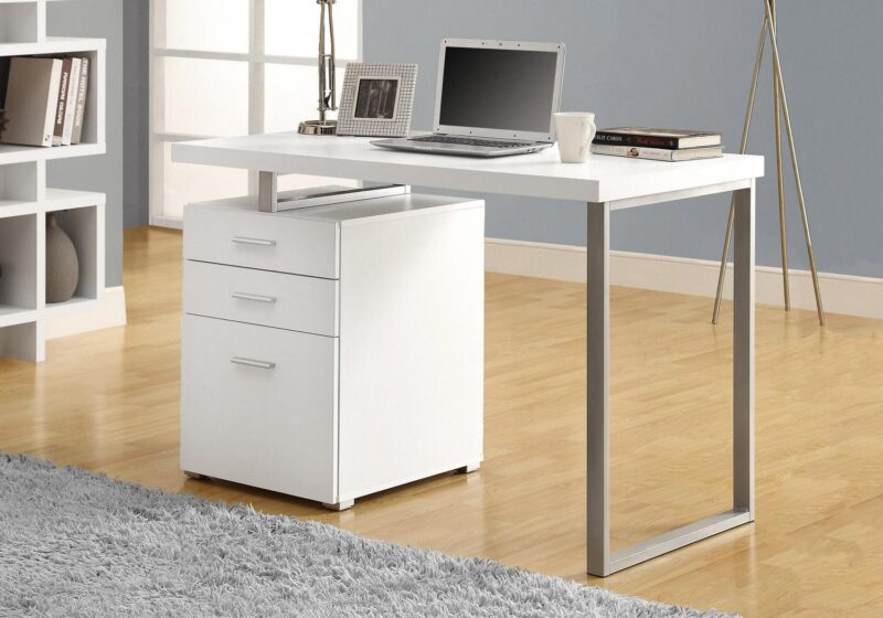 Monarch Specialties 47.25-Inches White Modern/Contemporary Computer desk - Image 2
