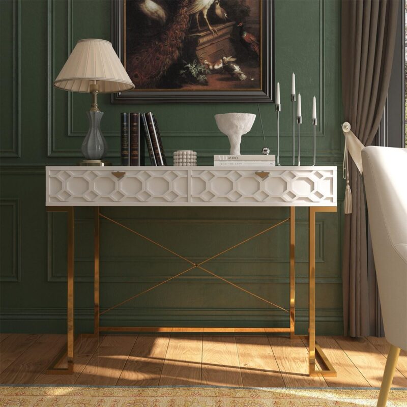 Mondawe 42-Inches White Modern/Contemporary Writing desk - Image 2