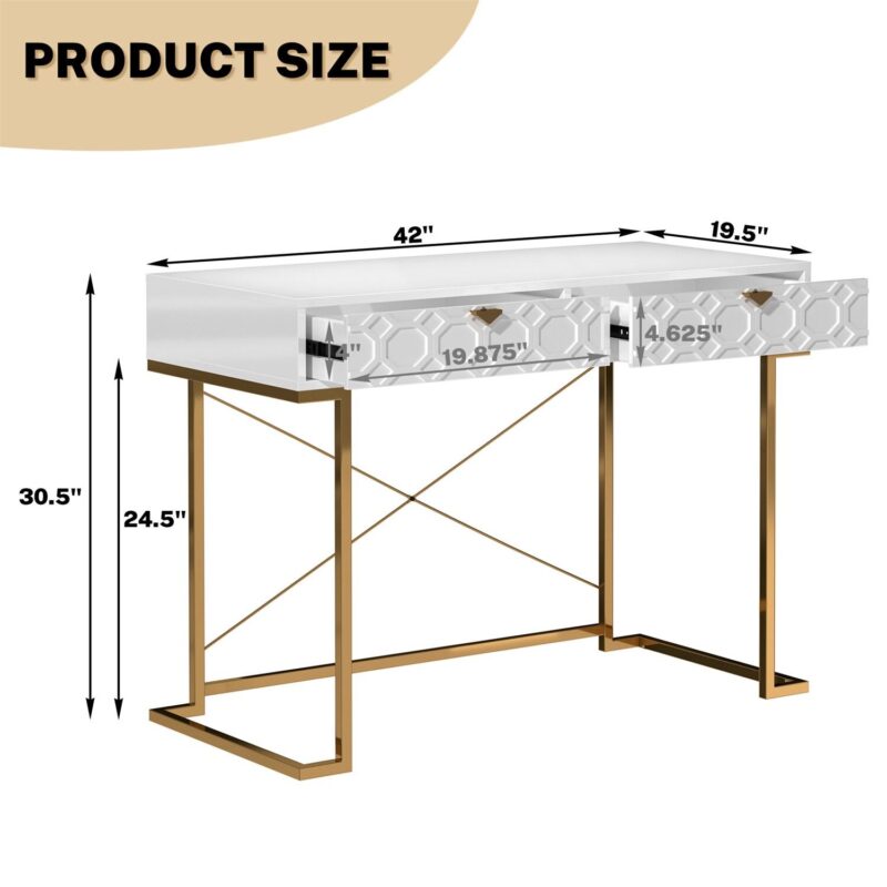 Mondawe 42-Inches White Modern/Contemporary Writing desk - Image 5