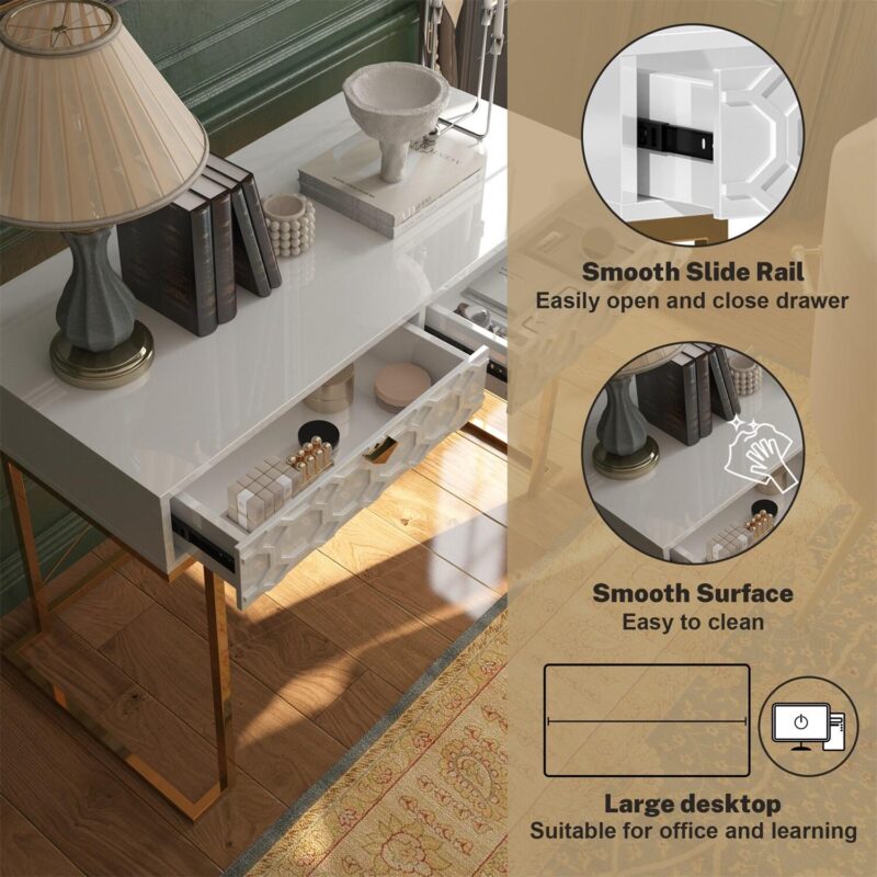 Mondawe 42-Inches White Modern/Contemporary Writing desk - Image 3
