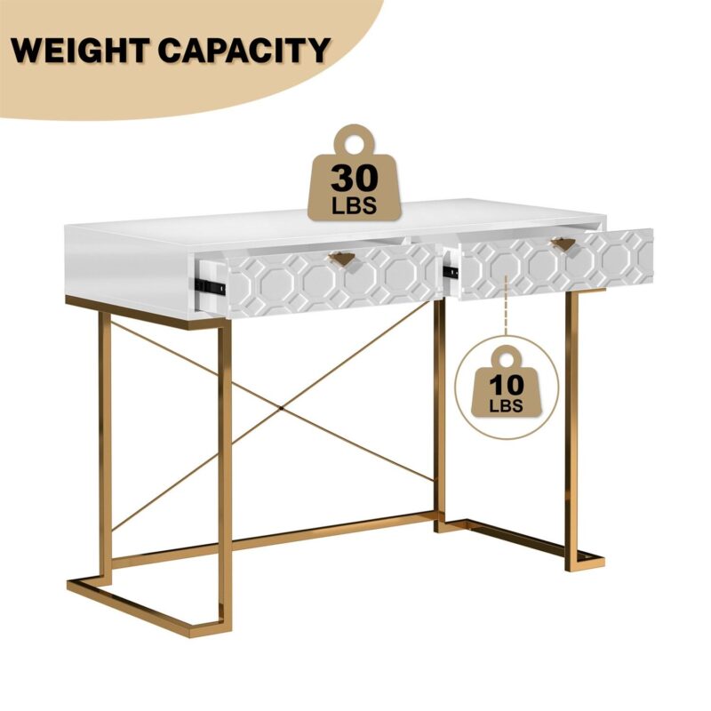 Mondawe 42-Inches White Modern/Contemporary Writing desk - Image 6