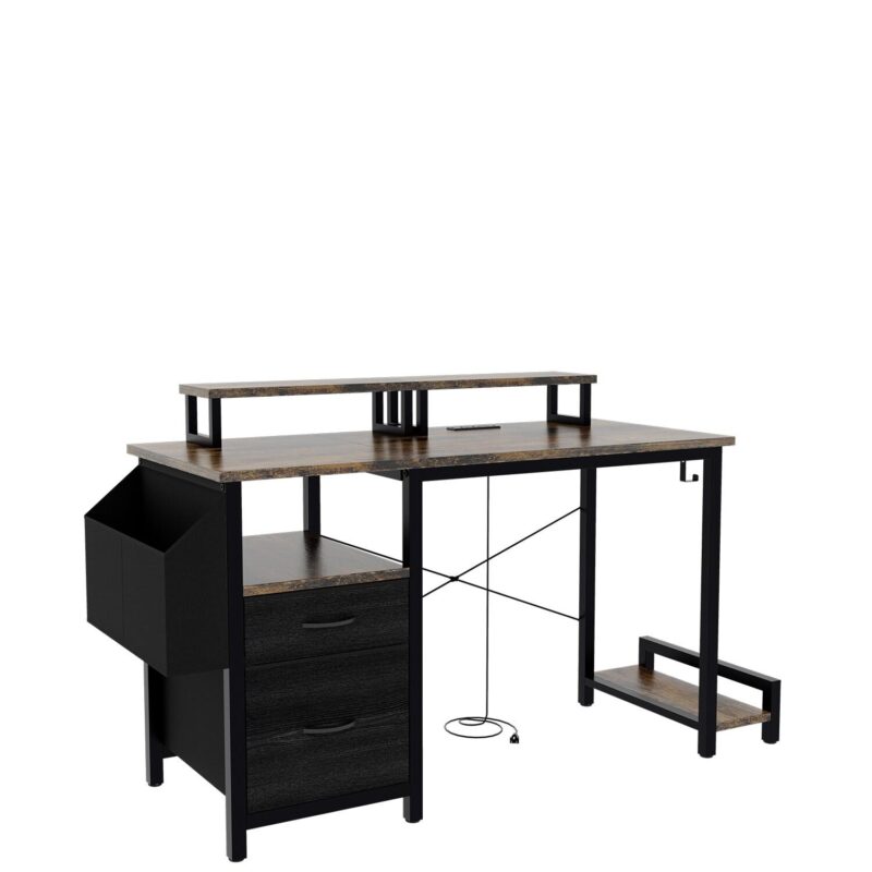 Mondawe 47.24-Inches Brown Modern/Contemporary Computer desk Hutch Included - Image 7