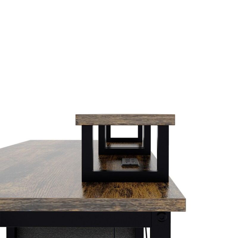 Mondawe 47.24-Inches Brown Modern/Contemporary Computer desk Hutch Included - Image 8