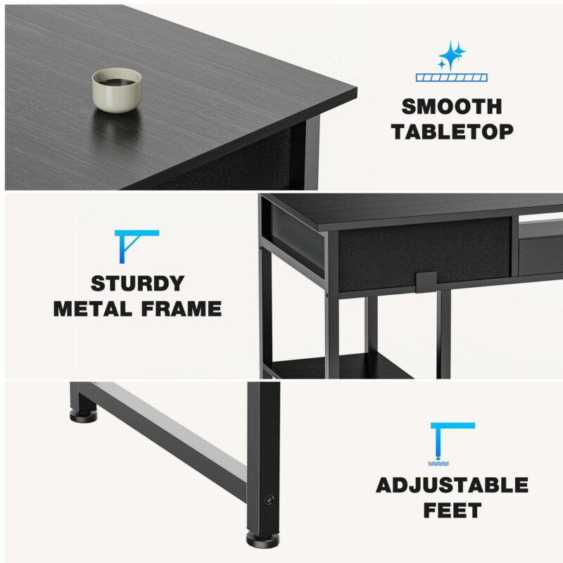 Mondawe 47.24-Inches Black Modern/Contemporary Writing desk - Image 8