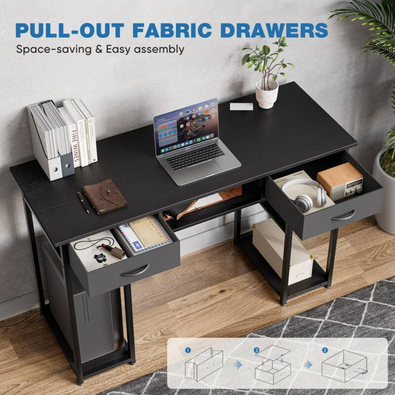 Mondawe 47.24-Inches Black Modern/Contemporary Writing desk - Image 7