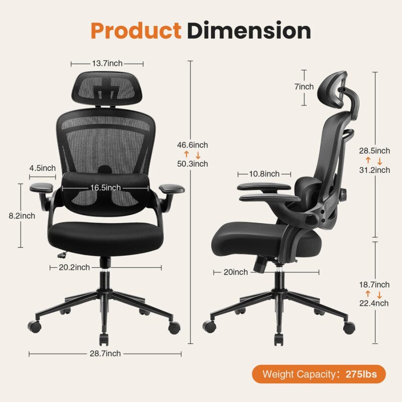 Mondawe Black Contemporary Ergonomic Adjustable Height Swivel Mesh Executive Chair - Image 8