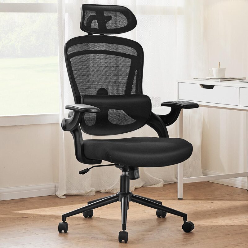 Mondawe Black Contemporary Ergonomic Adjustable Height Swivel Mesh Executive Chair
