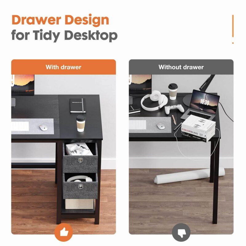 Mondawe Desk 40-Inches Black Modern/Contemporary Writing desk - Image 5