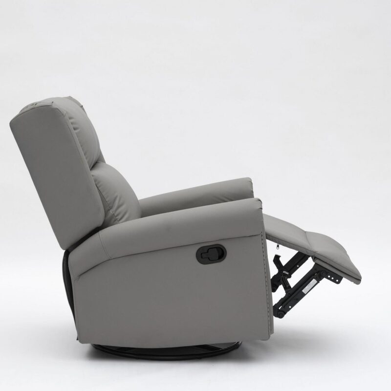 Mondawe Gray Faux leather Upholstered Tufted Swivel Powered Reclining Recliner with Lift Assistance - Image 6