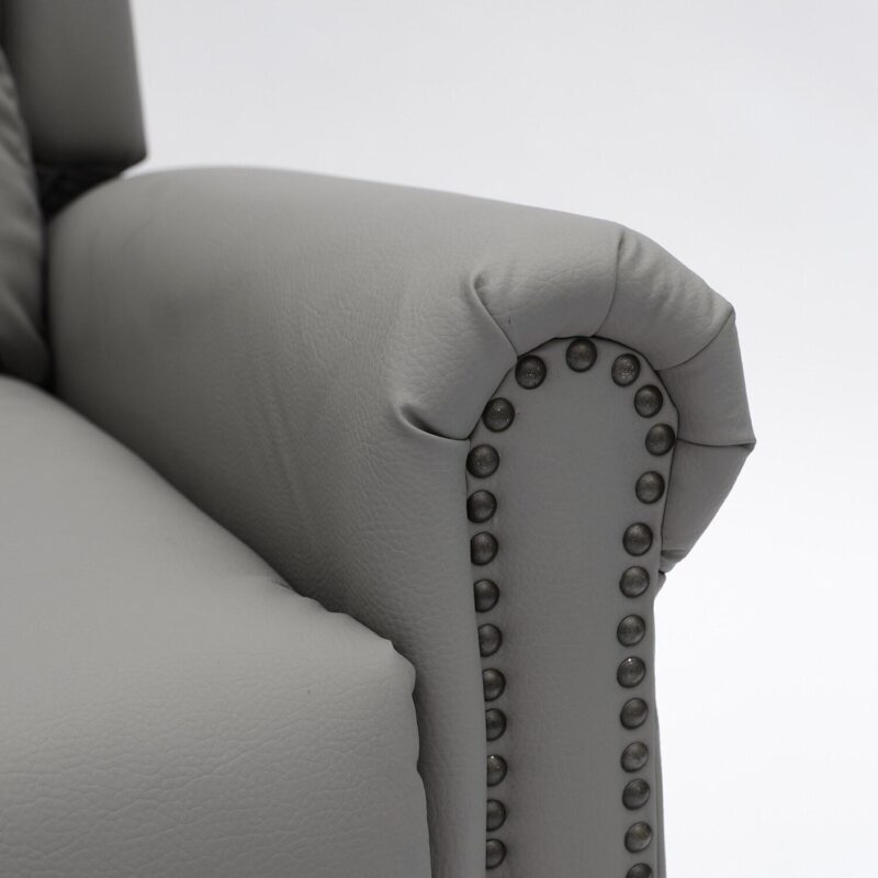 Mondawe Gray Faux leather Upholstered Tufted Swivel Powered Reclining Recliner with Lift Assistance - Image 10
