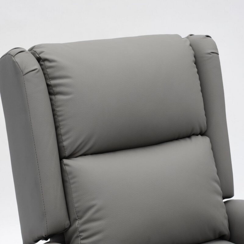Mondawe Gray Faux leather Upholstered Tufted Swivel Powered Reclining Recliner with Lift Assistance - Image 7
