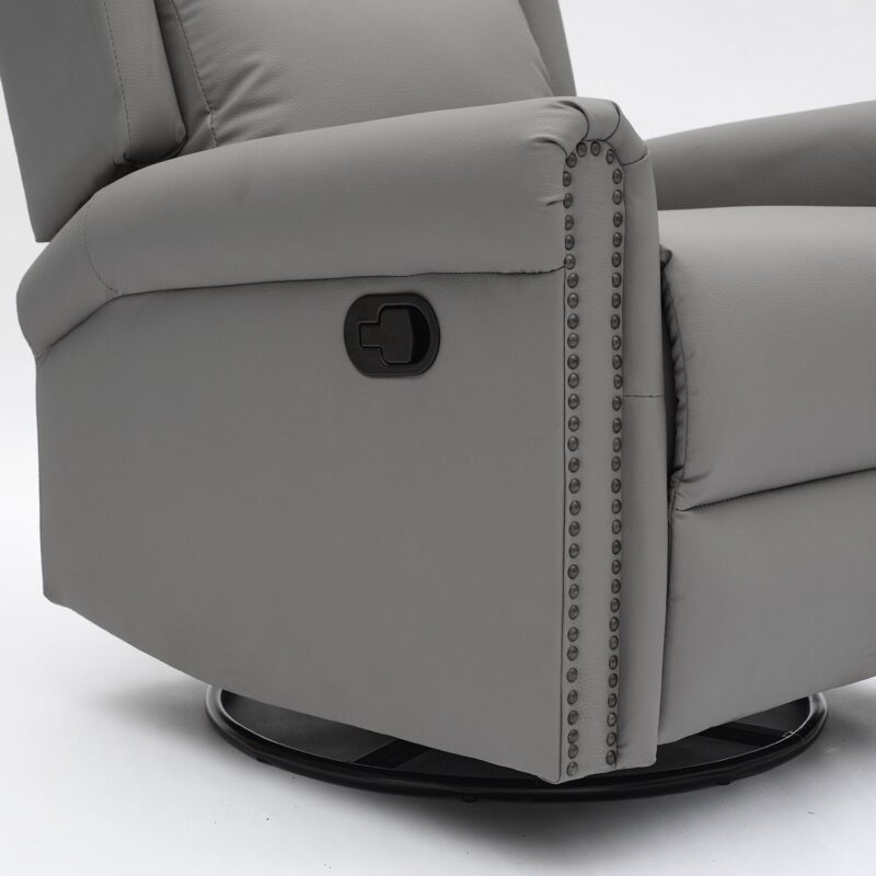 Mondawe Gray Faux leather Upholstered Tufted Swivel Powered Reclining Recliner with Lift Assistance - Image 8