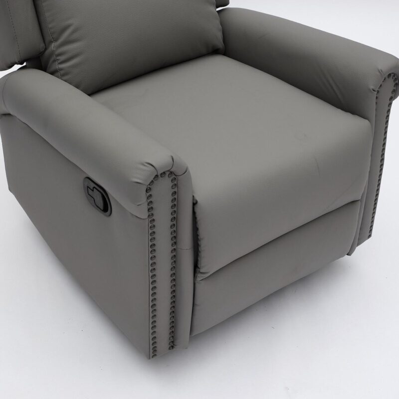 Mondawe Gray Faux leather Upholstered Tufted Swivel Powered Reclining Recliner with Lift Assistance - Image 9