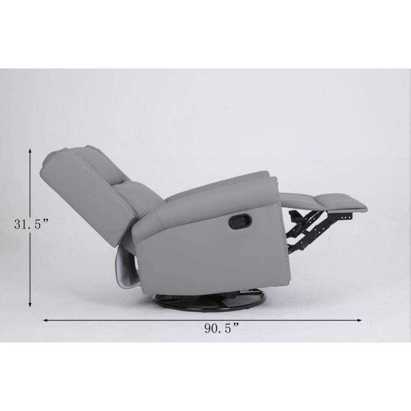 Mondawe Gray Faux leather Upholstered Tufted Swivel Powered Reclining Recliner with Lift Assistance - Image 13