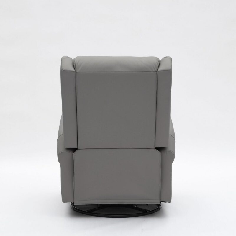 Mondawe Gray Faux leather Upholstered Tufted Swivel Powered Reclining Recliner with Lift Assistance - Image 3