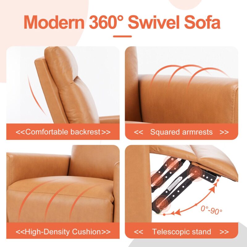 Mondawe Orange Faux leather Upholstered Swivel Massage chair - Image 5