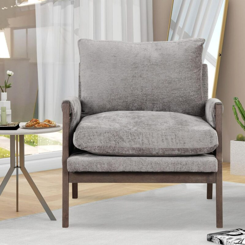 Nestfair Modern Gray Velvet Accent Chair - Image 9