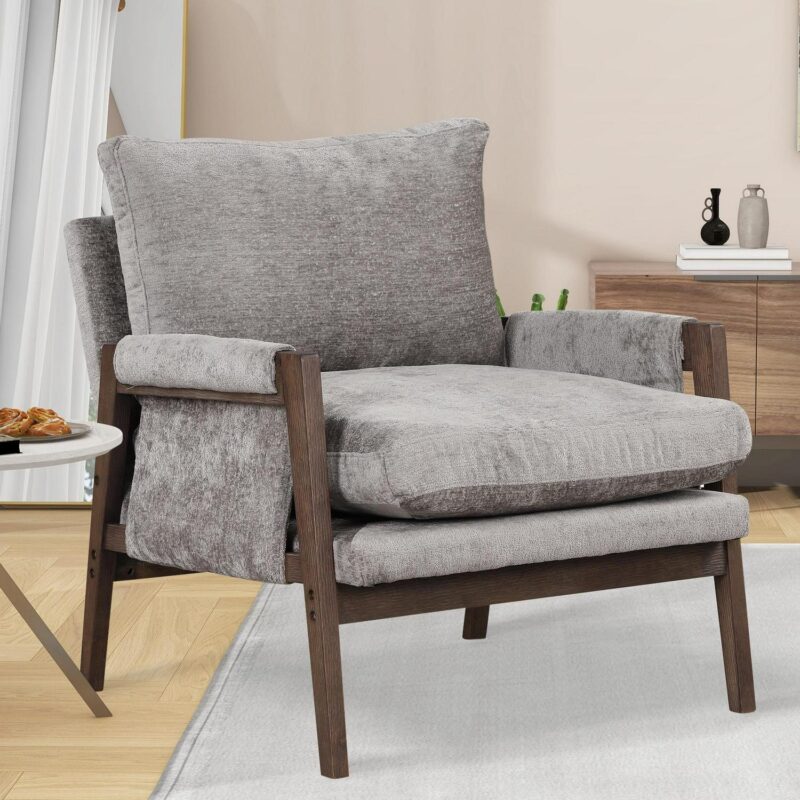 Nestfair Modern Gray Velvet Accent Chair