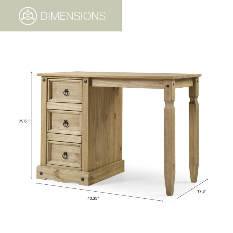 OSHOME Classic Cottage 40.25-Inches Brown Rustic Pine Writing desk - Image 5