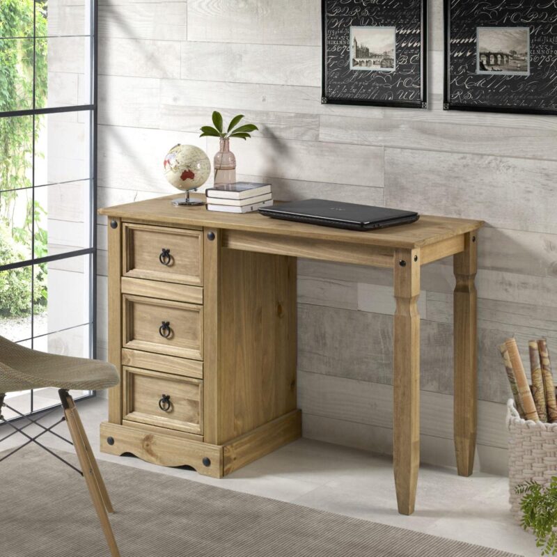 OSHOME Classic Cottage 40.25-Inches Brown Rustic Pine Writing desk - Image 8