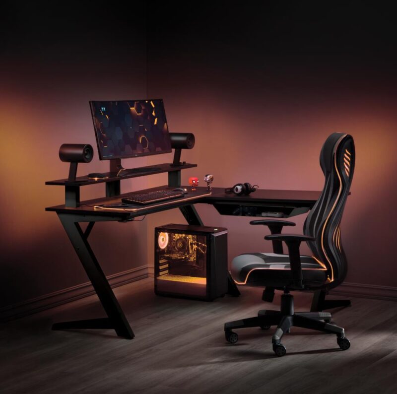 OSP Home Furnishings Avatar 54-Inches Black Modern/Contemporary Gaming desk