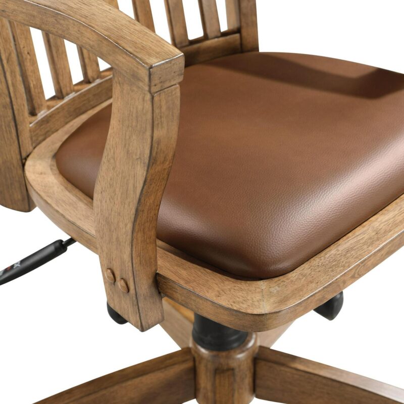 OSP Home Furnishings OSP Designs Brown/Fruitwood Transitional Adjustable Height Swivel Vinyl Bankers Chair - Image 6