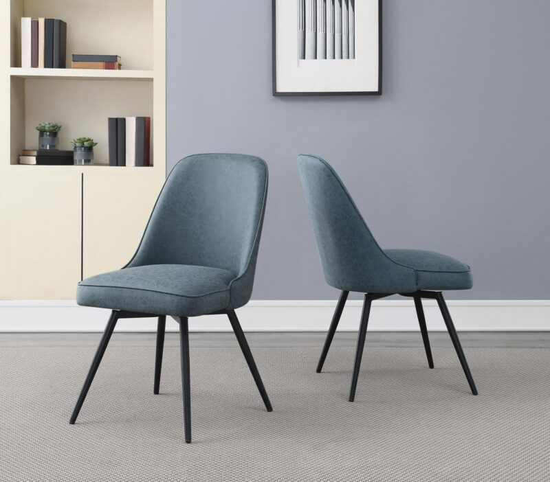 Office Star Products 2 Penton Casual Navy Faux leather Swivel Accent Chair