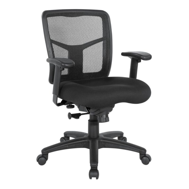 Office Star Products Pro-Line II Black Contemporary Adjustable Height Swivel Upholstered Manager Chair