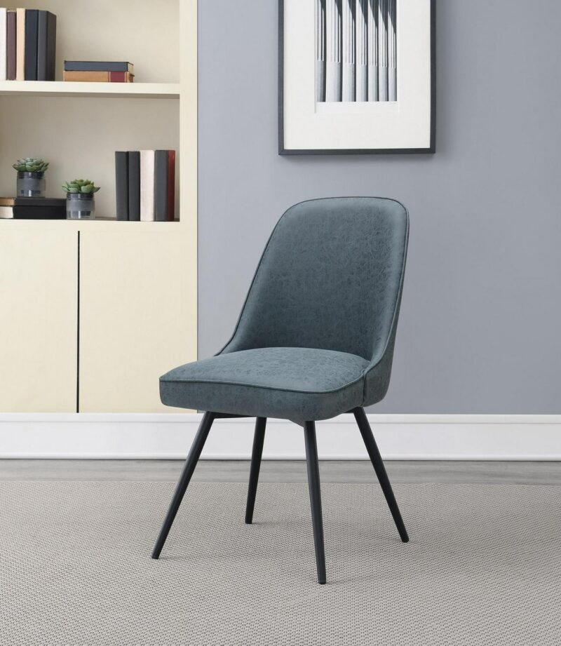 Office Star Products 2 Penton Casual Navy Faux leather Swivel Accent Chair - Image 7