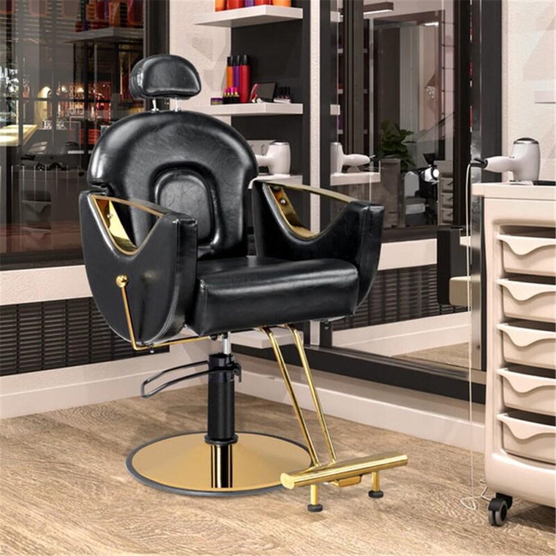 Outopee Black Hair Salon Chair Barber Chair Heavy Duty Footrest with Extra Supports - Image 3