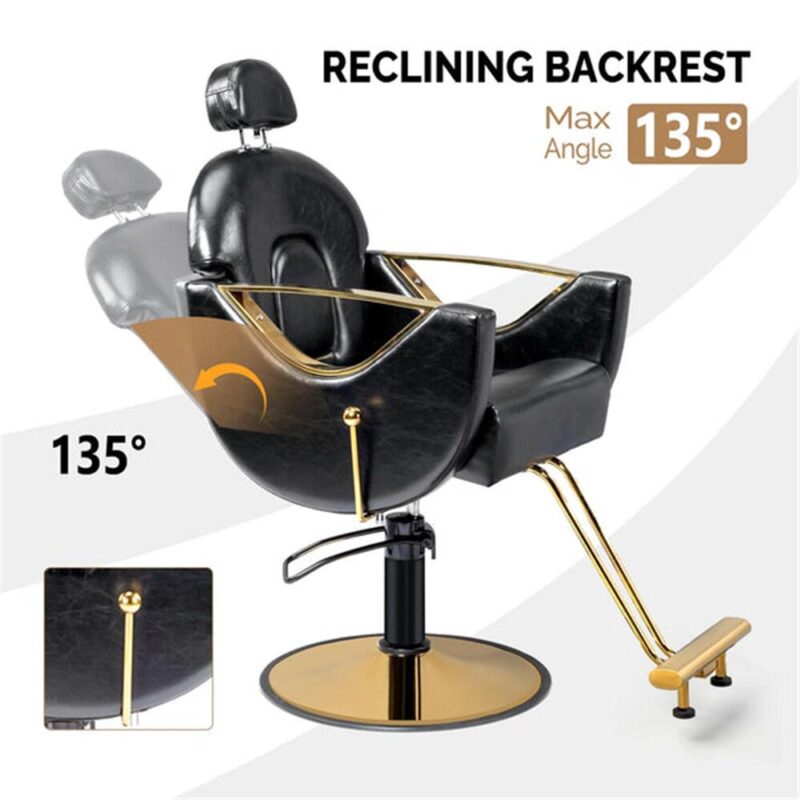 Outopee Black Hair Salon Chair Barber Chair Heavy Duty Footrest with Extra Supports - Image 9