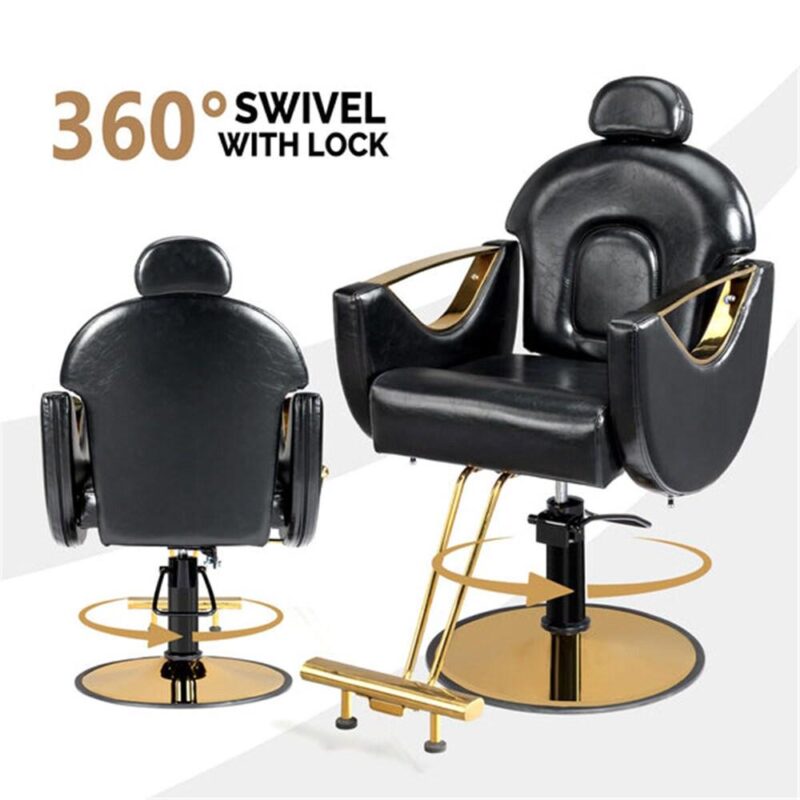 Outopee Black Hair Salon Chair Barber Chair Heavy Duty Footrest with Extra Supports - Image 2