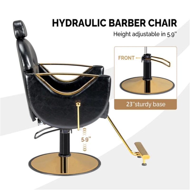 Outopee Black Hair Salon Chair Barber Chair Heavy Duty Footrest with Extra Supports - Image 8