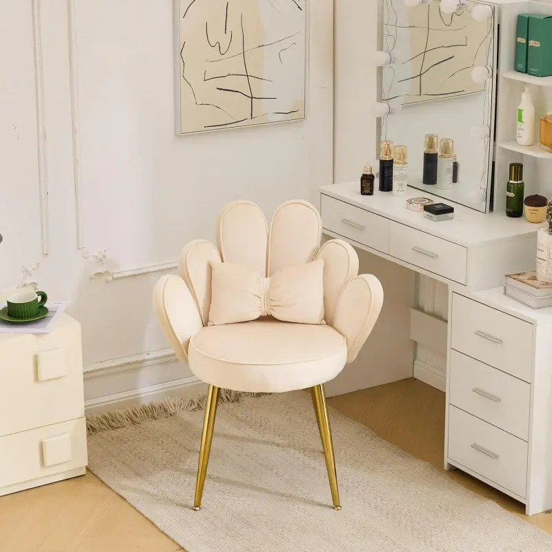Outopee Casual Beige Velvet Accent Chair - Image 8