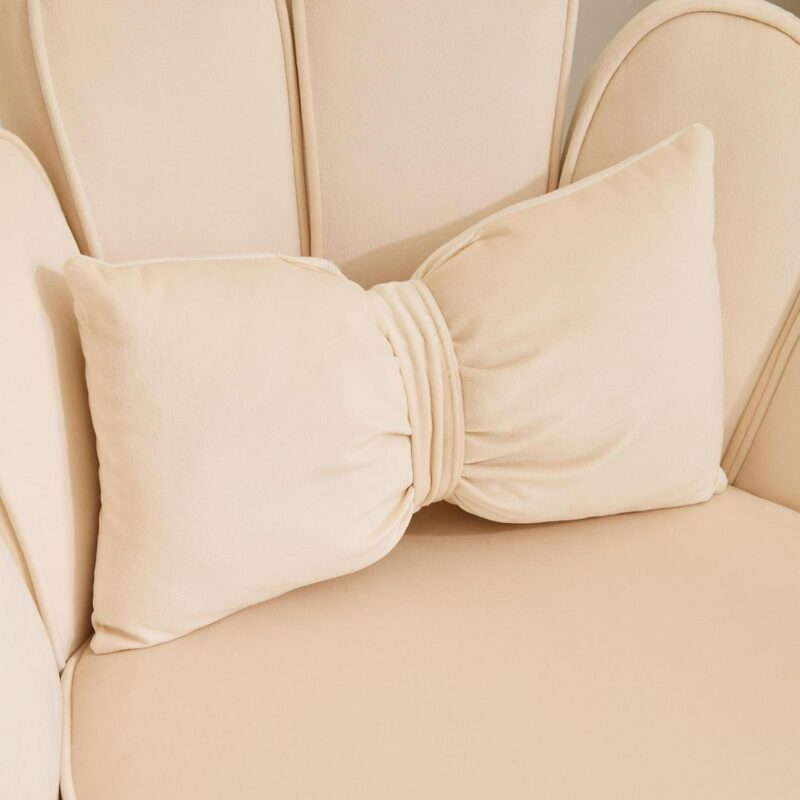 Outopee Casual Beige Velvet Accent Chair - Image 3