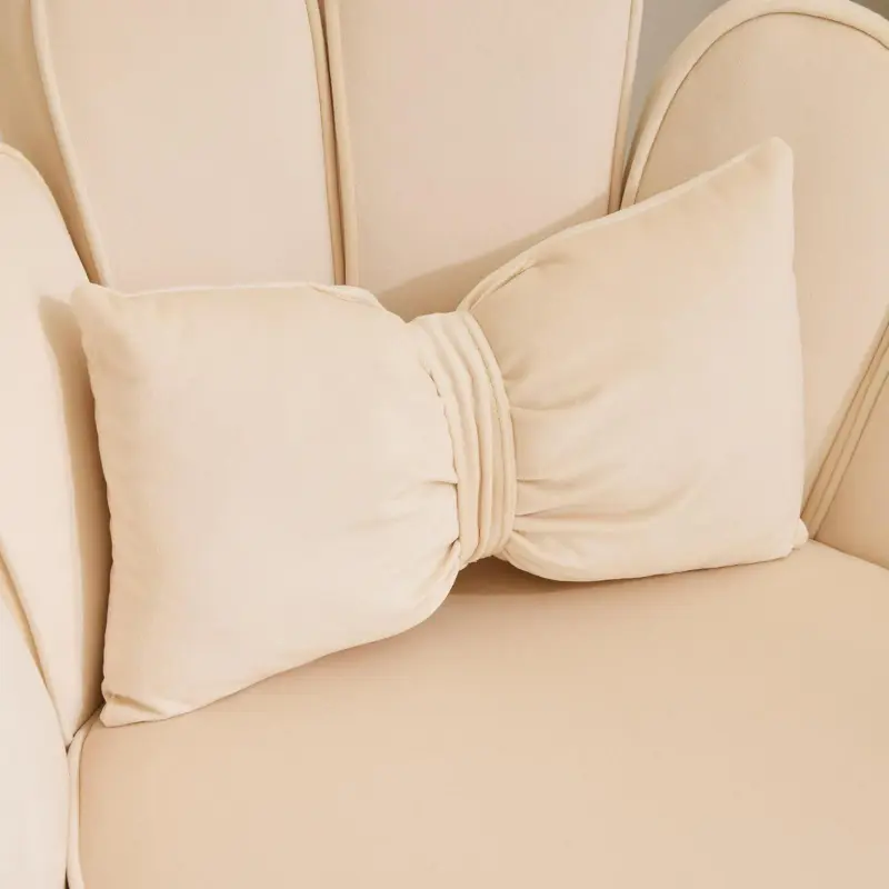 Outopee Casual Beige Velvet Accent Chair - Image 3
