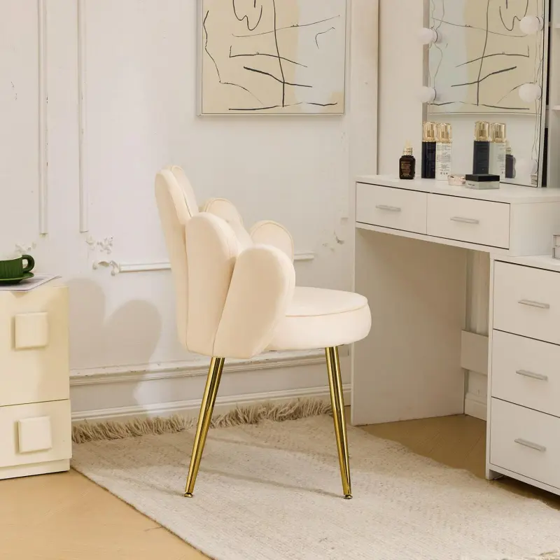 Outopee Casual Beige Velvet Accent Chair - Image 5