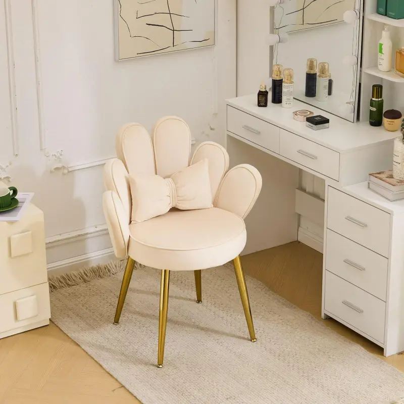 Outopee Casual Beige Velvet Accent Chair - Image 2