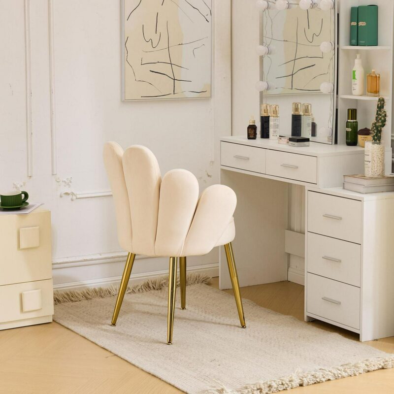 Outopee Casual Beige Velvet Accent Chair - Image 6