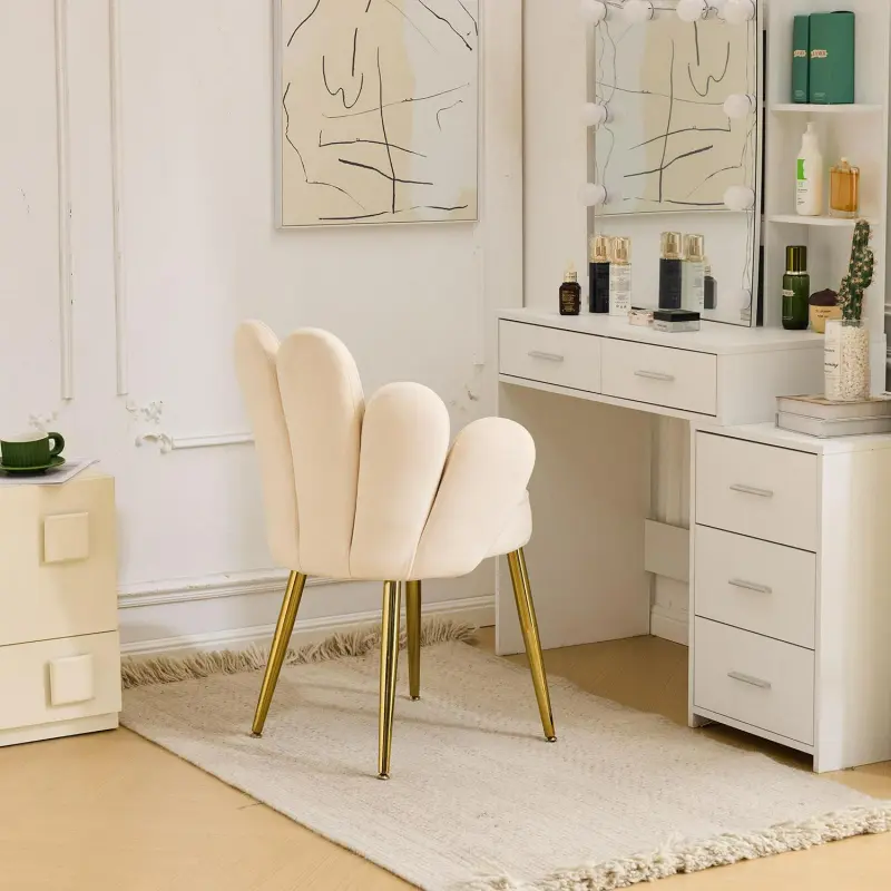 Outopee Casual Beige Velvet Accent Chair - Image 6