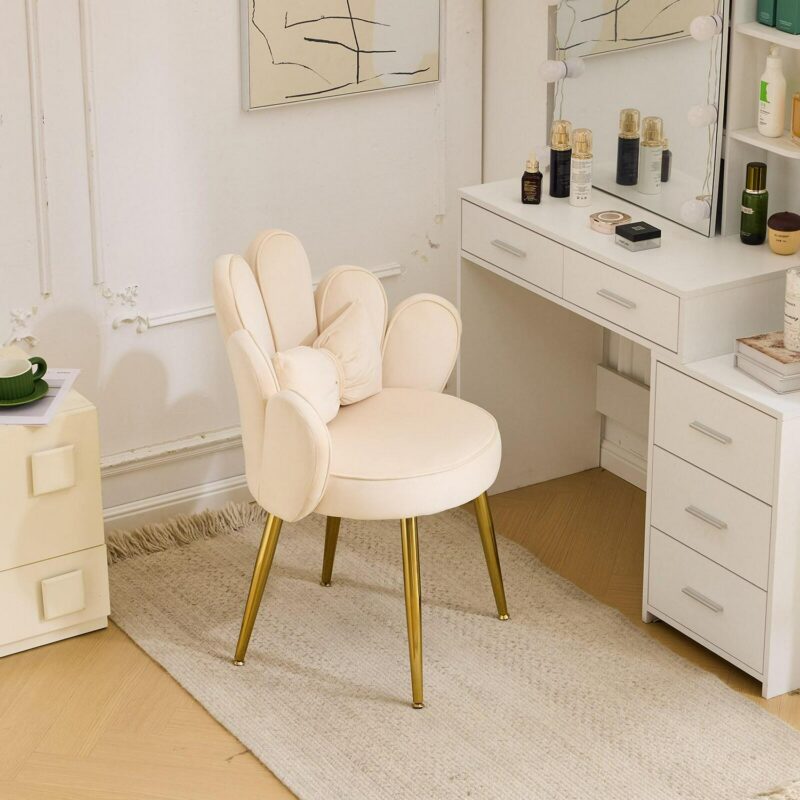 Outopee Casual Beige Velvet Accent Chair - Image 4